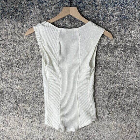 We The Free Tank Top Womens Small White Ribbed Sleeveless Fitted Stretch Casual - Picture 5 of 5